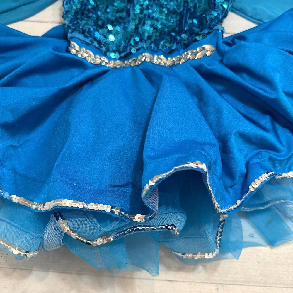 Weismann girls‎ blue tutu sequin leotard child size IC 7/8